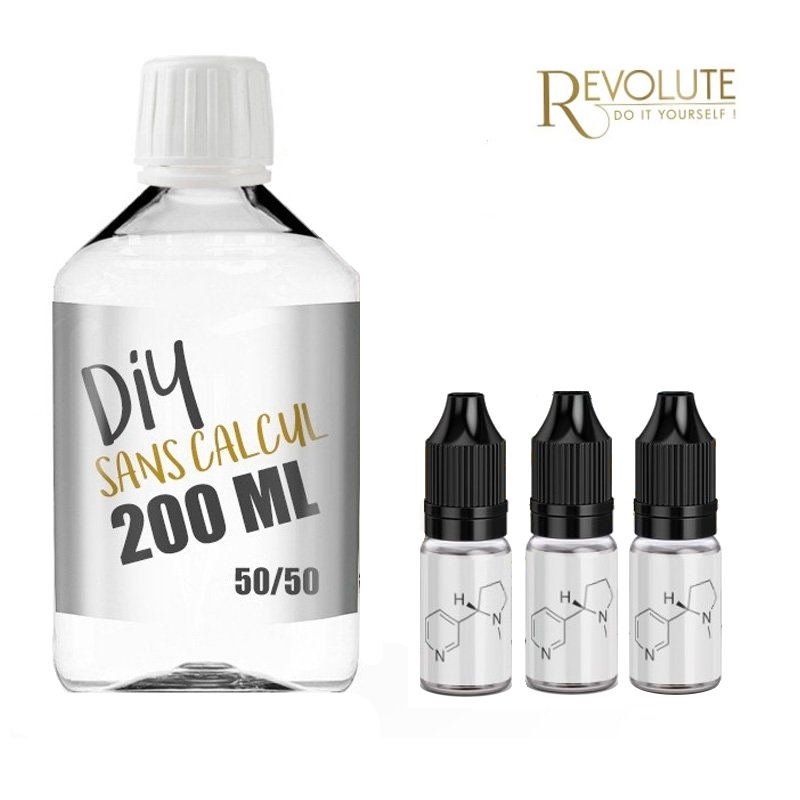 Pack DIY 200 ml REVOLUTE Base 50/50 + Nicotine 3 ou 6 mg