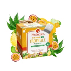 Tisane CBD Tropicale Chanvre Citron Gingembre L'Herboriste 10 sachets