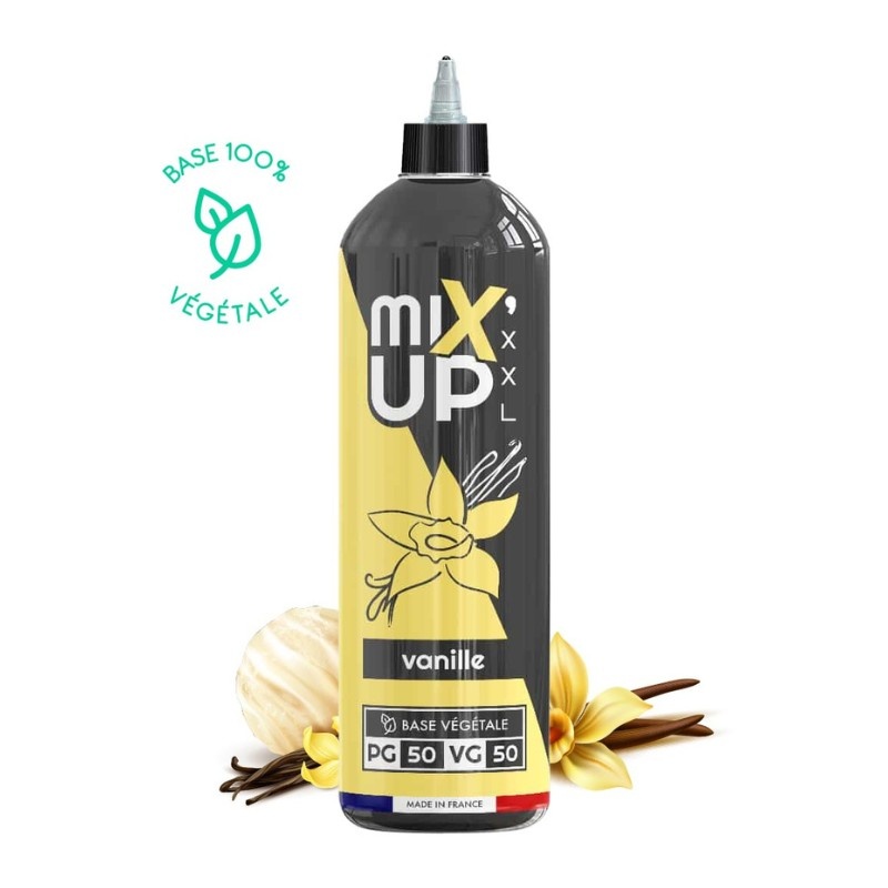 E-liquide Vanille MIX’UP XXL en format 1L, sans nicotine. Une base 100% végétale PG/VG 50/50, fabriquée en France.